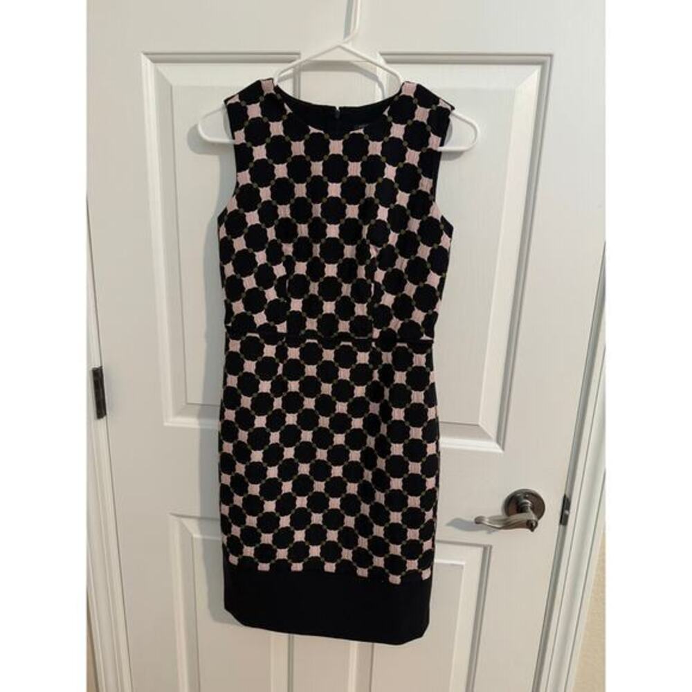 Ann Taylor New Black Pink Geometric Sleeveless Dress Lined Size 0 Petite